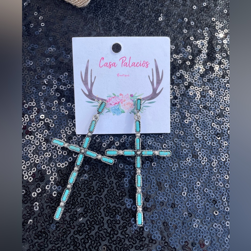 Turquoise Cross Earrings